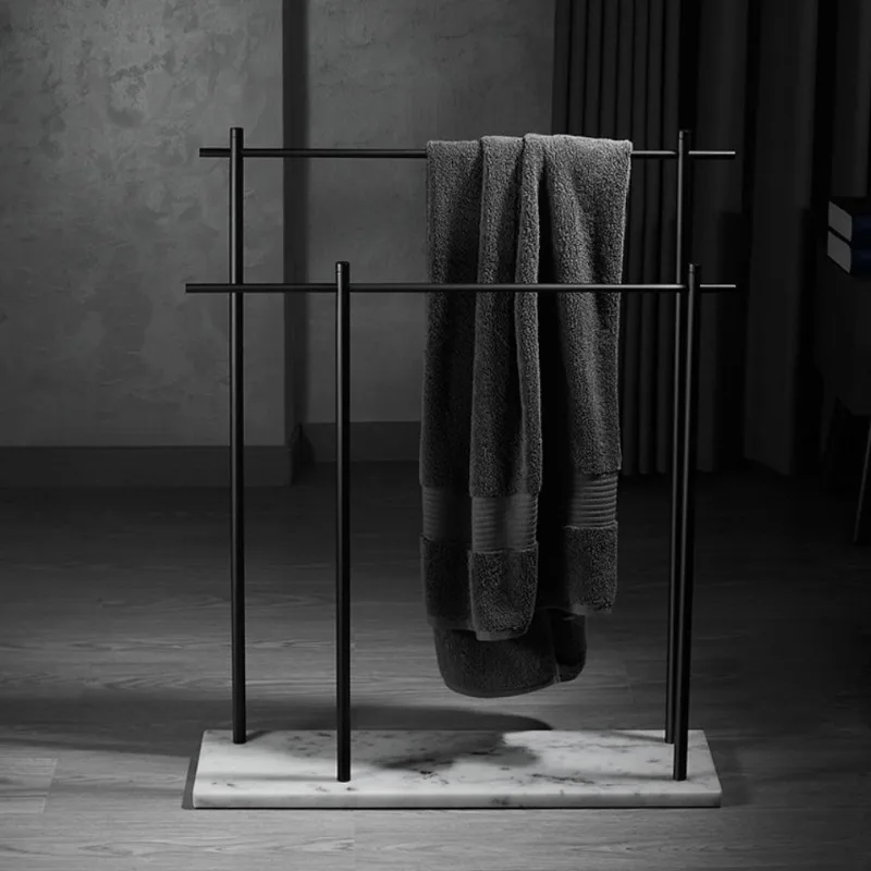 Marbre en laiton sans perforation, porte-serviettes, porte-serviettes du sol au plafond, salle de bain, support de séchage, porte-serviettes