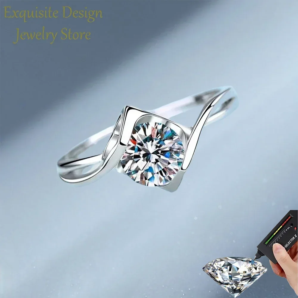 Exquisite Store Angel's Kiss 0.5/1CT Moissanite Female Rings, Designer Jewelry Have Mutual Affinity 18K White Gold Wedding Ring