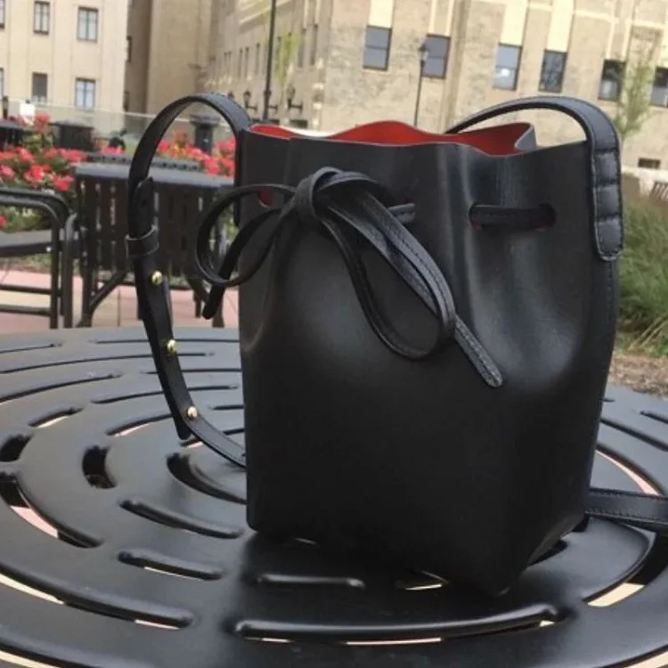 Classic MG Bucket Bag Women Real Leather One Shoulder Bag Lady Real Leather Cross Bag with String Bucket Bag