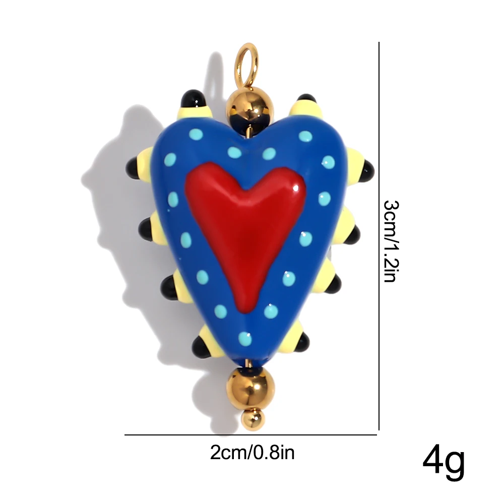 5/10 Stück Edelstahl Niedliche Herz-Lampwork-Glasanhänger Süße Liebesanhänger für DIY-Schmuckherstellung Ohrringe Halsketten Zubehör – Detail 2