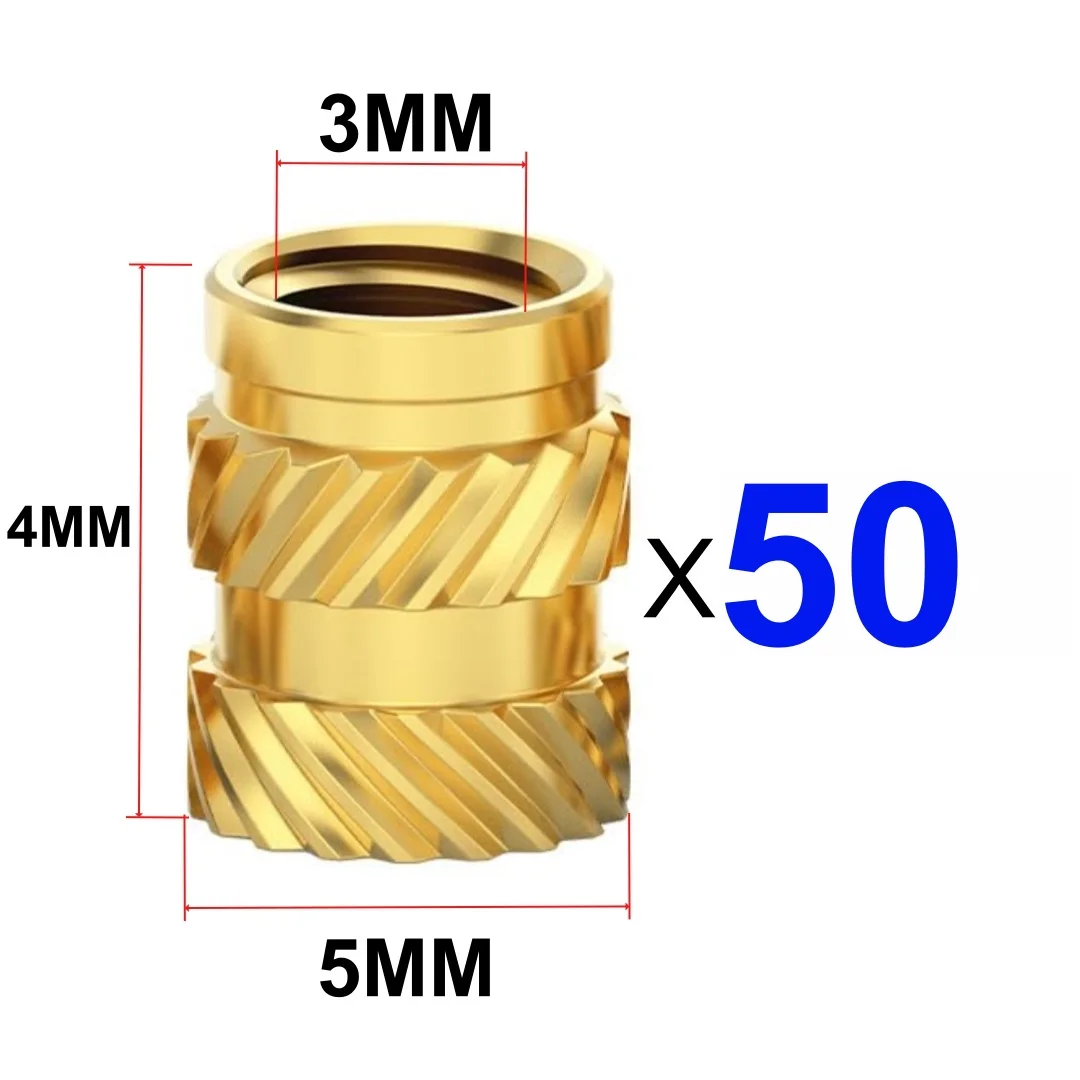 50/100 Stuks Warmte Insert Inbedding Moer M3 M4 M5 Schroefdraad Gekartelde Messing Moeren Voor 3D Printer Voron 2.4 En anderen