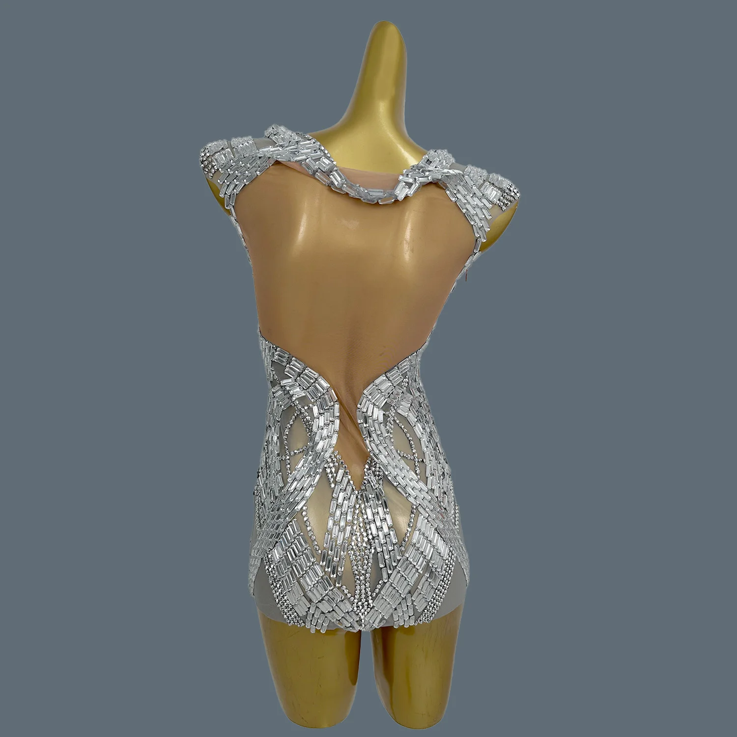 

Fashion Off-Shoulder Prom Outfit Sparkly Rhinestones Dress Dance Costume Nightclub Celebrate Party One-Piece Sexy Dress Malu