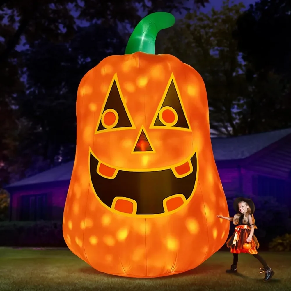 

12FT Giant Halloween Inflatable Pumpkin, Blow up Halloween Decoration Built-in 6 LED and Flashing Light for Halloween Decoration