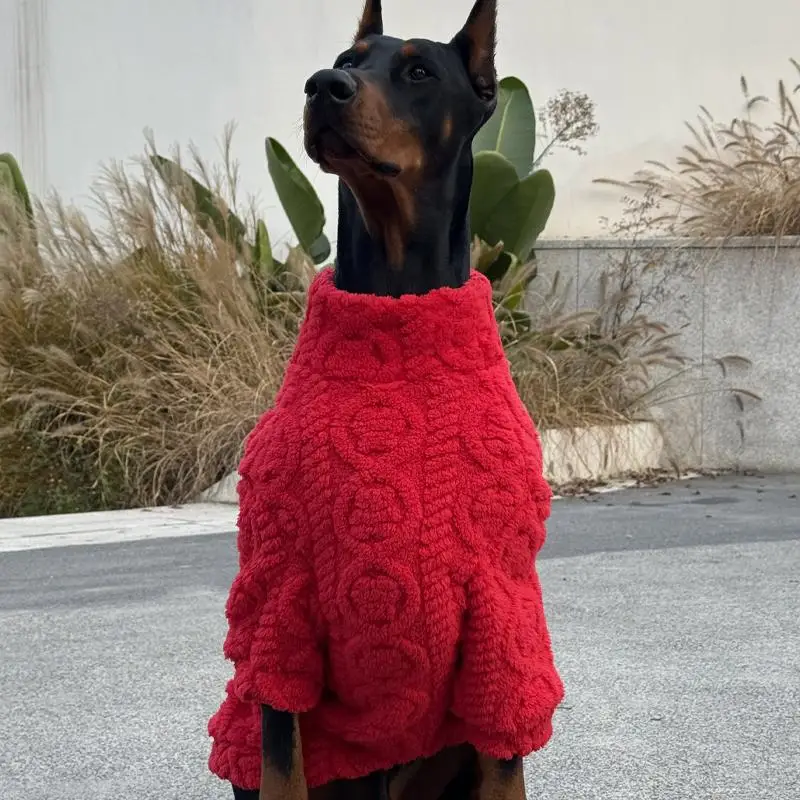 Neujahrsroter Pullover für Medien, große Hunde, warme gestrickte Hundekleidung, Dobermann-Mäntel für Medien, große Hunde, ropa para perro – Detail 2