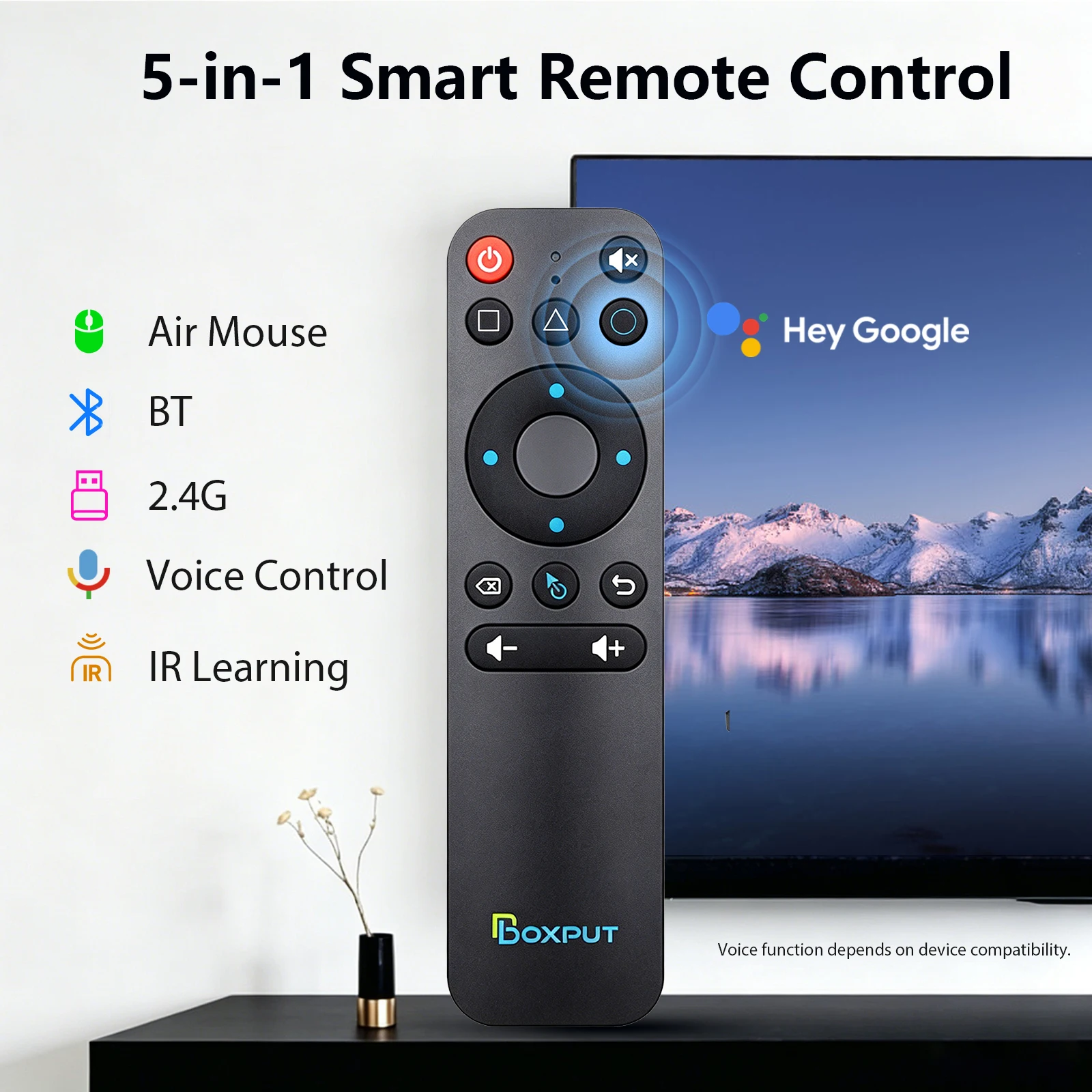 BOXPUT BPR1S Plus BLE 5.0 Air Mouse Voice Remote Control 2.4GHz Wireless Remote Controller With Gyro for Android TV Box / PC