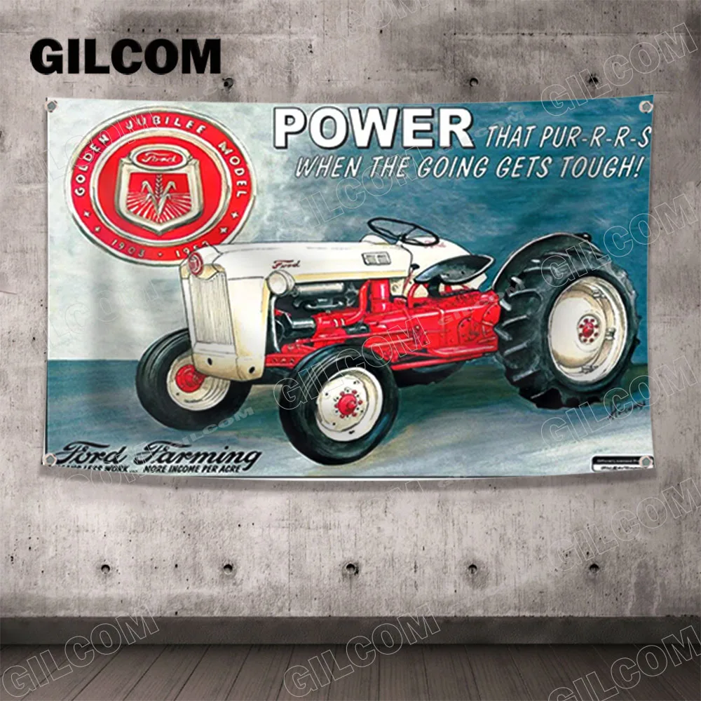 Farm Truck Flag Farmall Power  Menu Home Poster Bar  Advertise Logo Sport Outdoor Club Digital Printing Banner Brass Grommet