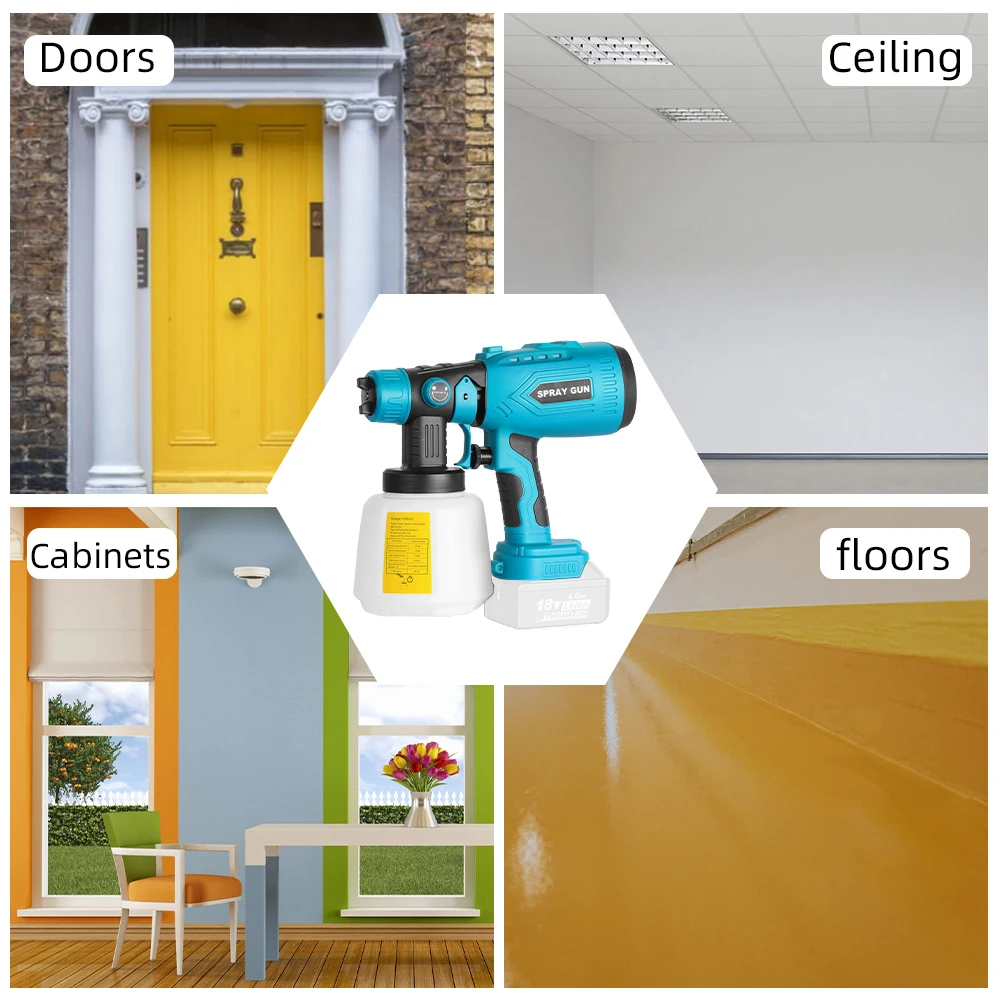 Распылитель краски для аккумулятора Makita 18 В, аккумуляторные распылители краски HVLP для внутреннего и наружного интерьера дома (батарея в комплект не входит)