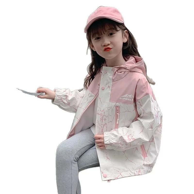 2026 UNITIM Herbstjacken für Mädchen, Teenager-Mädchen, Kapuzenmäntel mit Reißverschluss und Patchwork-Design, 2-12 Jahre, winddichte Oberbekleidung für junge Mädchen – Detail 5