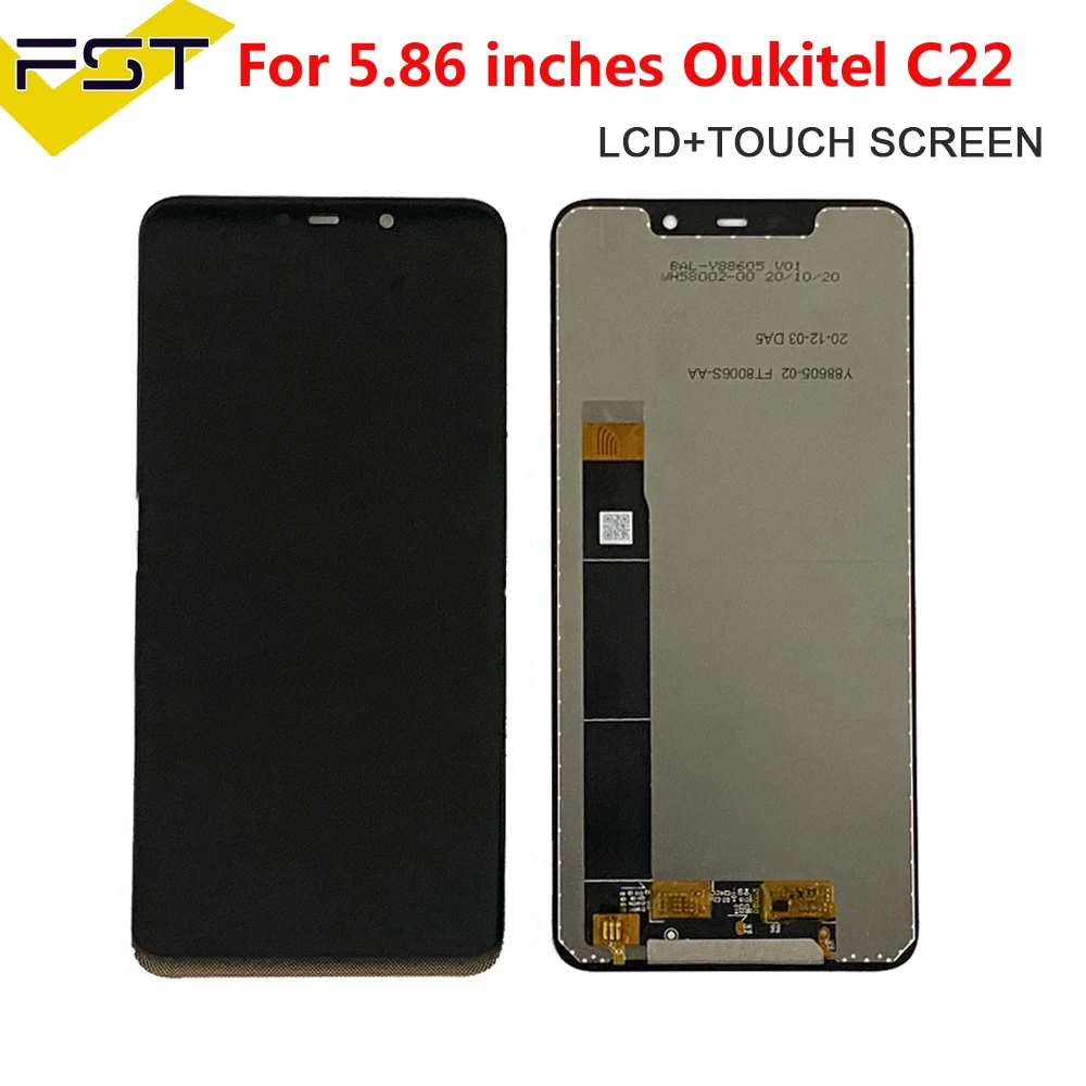 5.86 inch OUKITEL C22 LCD Display+Touch Screen Digitizer Assembly 100% Original New LCD Touch Digitizer For Oukitel C22 Display