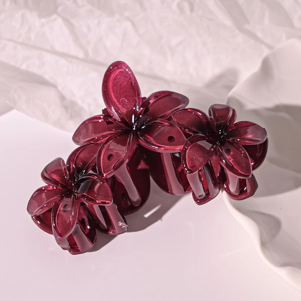 1/2 Stück Blumen-Haarspangen, hawaiianische Plumeria-Haarspangen für Frauen, rutschfeste Krallenklammern für dickes Haar, Strand-Haar-Accessoires – Detail 5