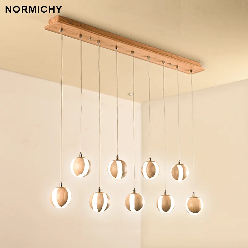

Modern LED Chandelier Wooden Ball Ceiling Chandelier For Kitchen Dining Bedroom Living Room Large Chandelier Home Decoration