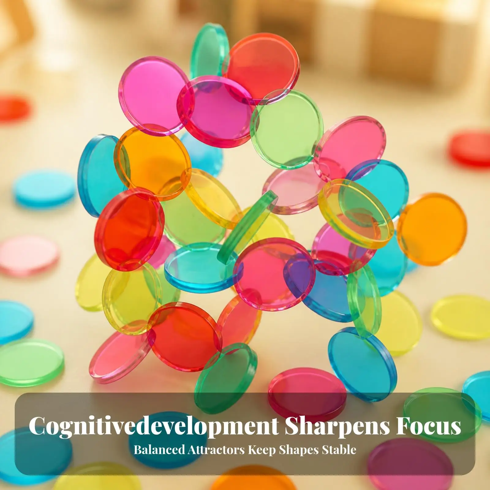 50 Pieces Round Toy Discs Educational Disc Toy Brightly Colored Learning Tool for Children, Young Children, Classroom, Therapy