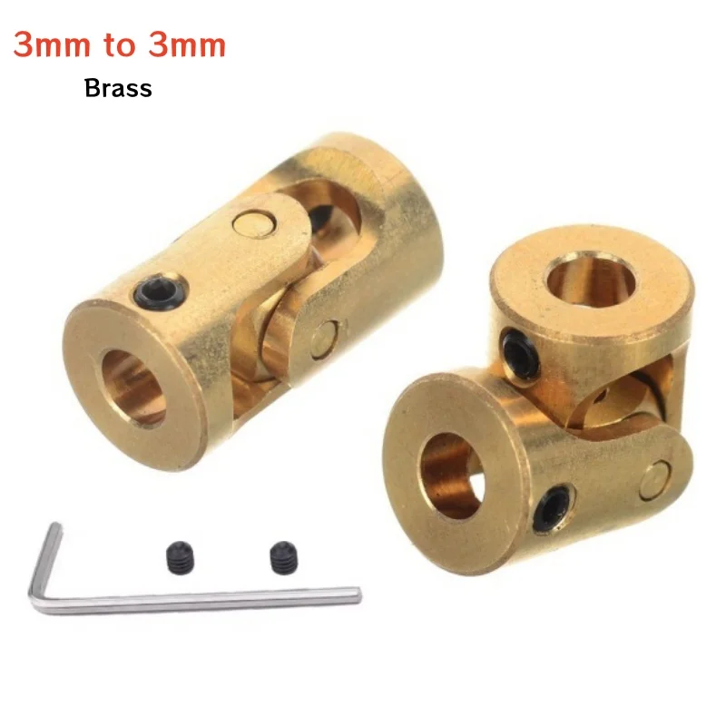 1 ~ 10 Uds. Conector de cardán de eje de Motor de 3mm a 3mm RC barco coche latón Metal junta Universal acoplamiento junta Cardan