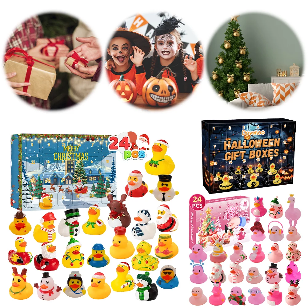 

2024 Christmas Countdown Calendar 24 Days of Christmas Rubber Duck Set Toys for Kids and Toddlers Christmas Party Gifts