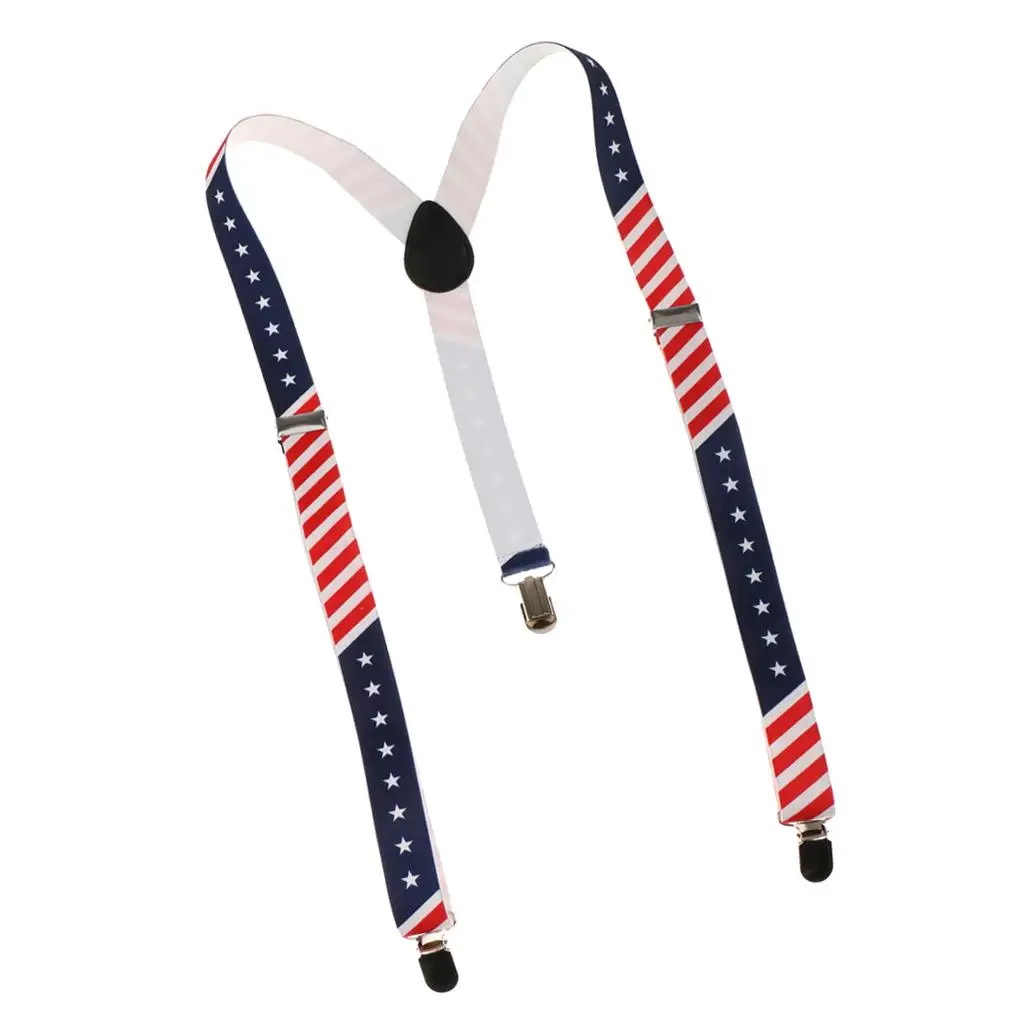 Bretelle clip-on unisex per adulti con bandiera americana e stelle # 2