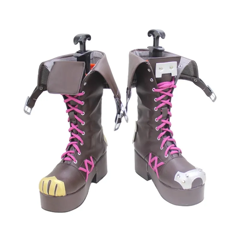 Jogos lol jinx cosplay trajes sapatos femininos adereços de couro do plutônio botas para halloween carnaval festa de natal personalizado