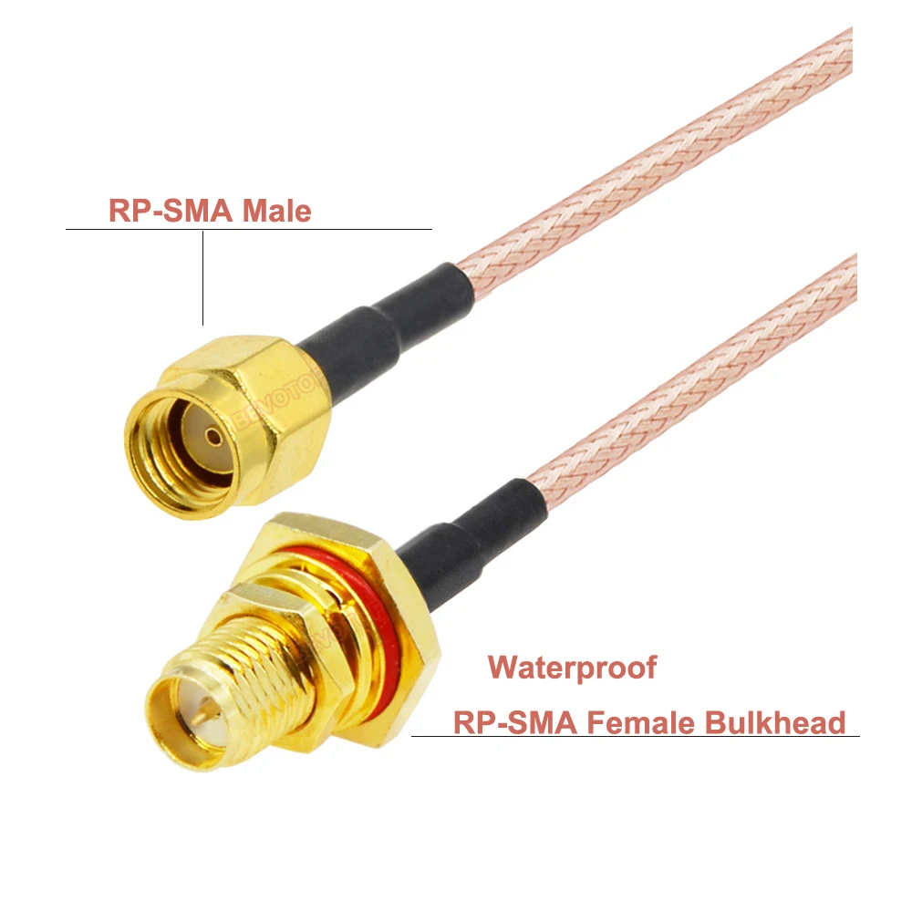 RP-SMA Male to Waterproof SMA Female Bulkhead RG316 Cable 50 Ohm RF Coaxia Pigtail WIFI Router Antenna Extension Cord Jumper