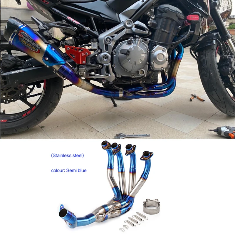 Motorcycle Exhaust System Modify Stainless Front Link Pipe Slip-On Optional 51mm Original Interface For Kawasaki Z900 2017-2022