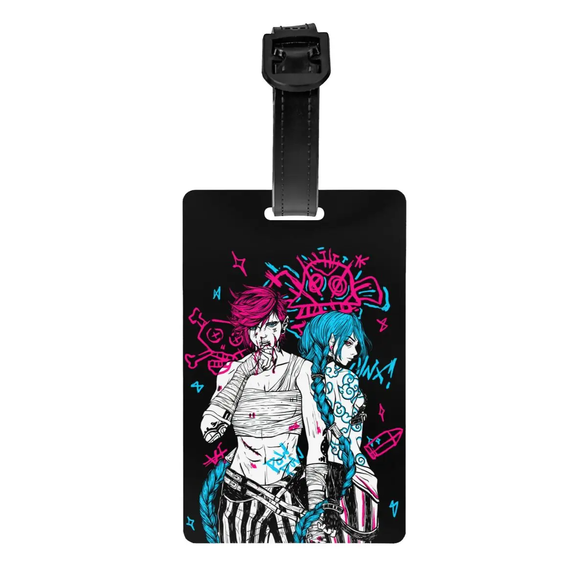 

Hot Anime Jinx Vi Arcane Luggage Tag for Suitcases Monkey Graffiti Privacy Cover ID Label