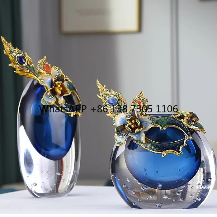 

Glazed enamel vase ornament living room dining table flower arrangement living room creative simple TV cabinet decoration