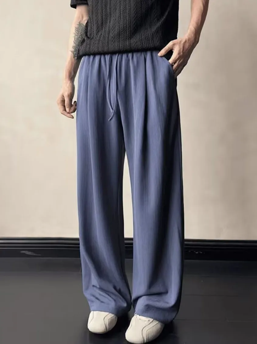 

Summer New Lightweight Ice Sensation Straight Leg Casual Pants Men Loose Breathable Comfortable All Match Drapey Wide Leg Pants