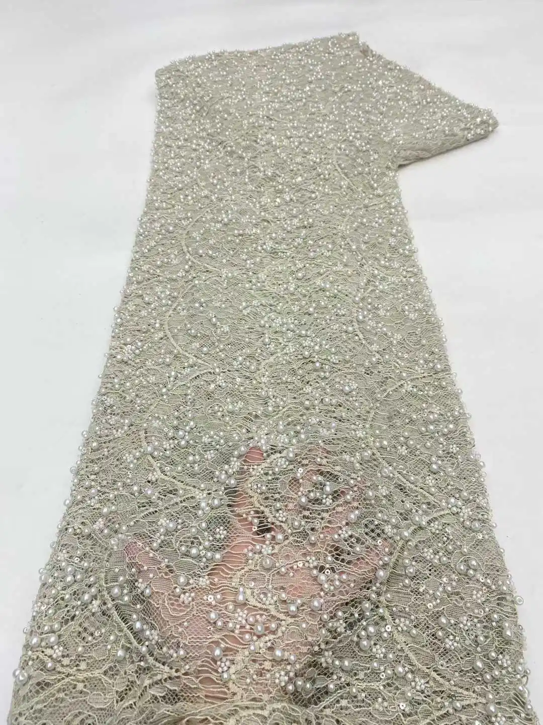 

African Beaded Lace Bridal Fabrics Luxury 2025 High Quality French Beads Nigerian Sequins Tulle Material For Wedding Party