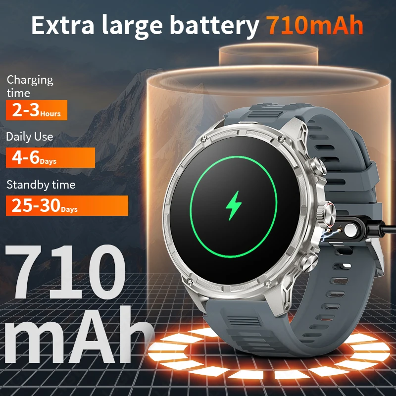 LIGE 2024 Smart watch men 710mAh Battery sports Fitness Man Watch Bluetooth Call Blood Oxygen Monitor Men smartwatch For Huawei