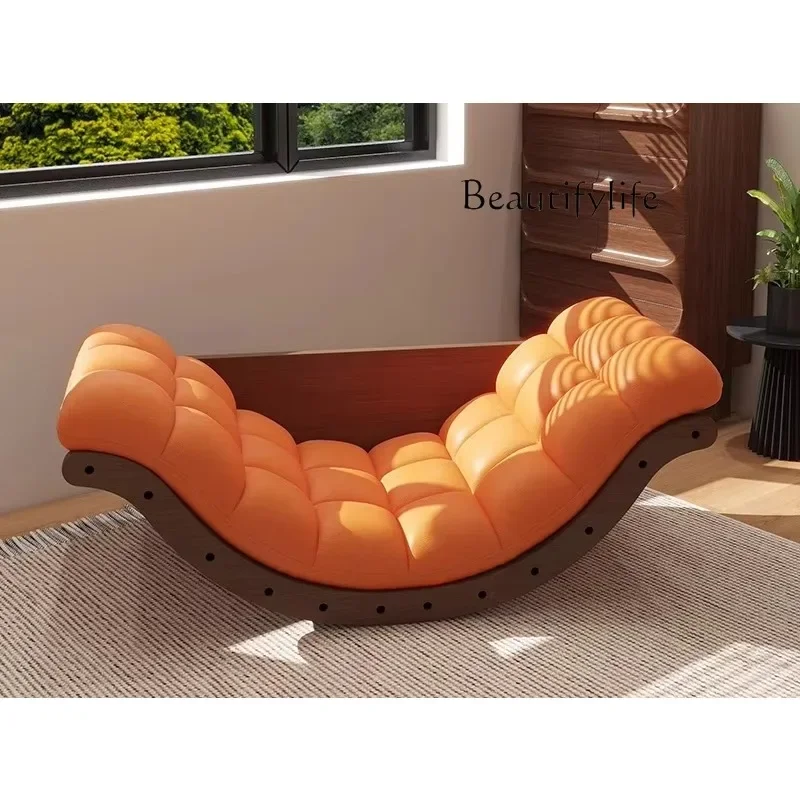 

J X Banana Rocking Chair Multifunctional Single Recliner Adult Balcony Home Leisure Retro Moon Boat Lazy Sofa Chair