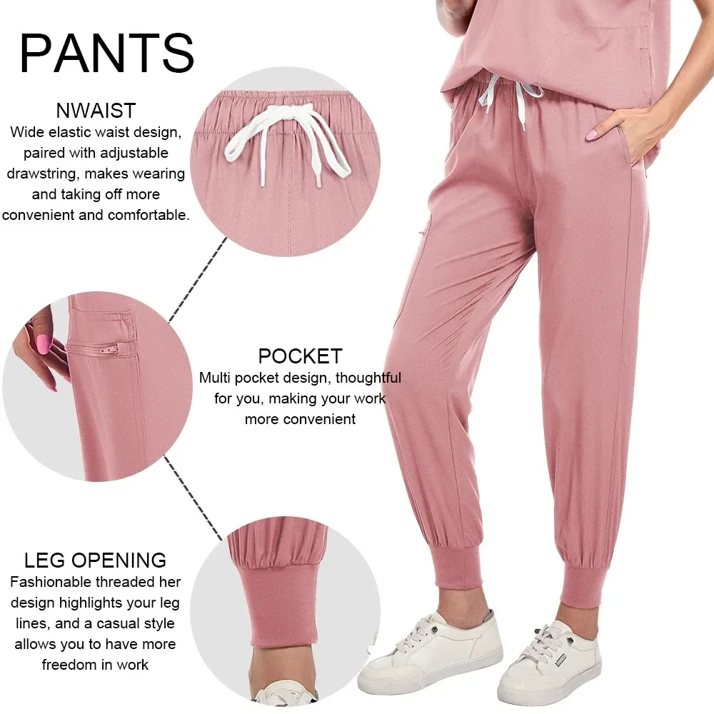 Wysokiej jakości hurtownia sala operacyjna zestaw mundurków medycznych z krótkim rękawem pielęgniarka akcesoria do karmienia topy spodnie elastyczne peelingi garnitur