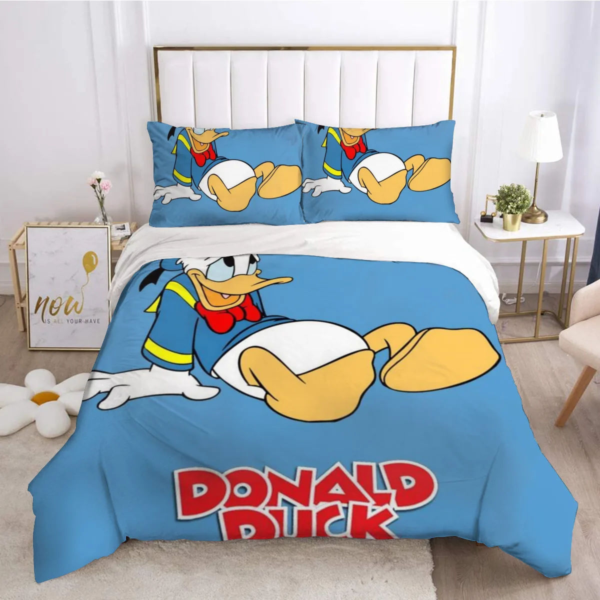 ديزني الكرتون دونالد داك طقم سرير طقم سرير الأطفال فتاة حاف طقم أغطية مجموعات الفراش غطاء الملكة الملك الحجم