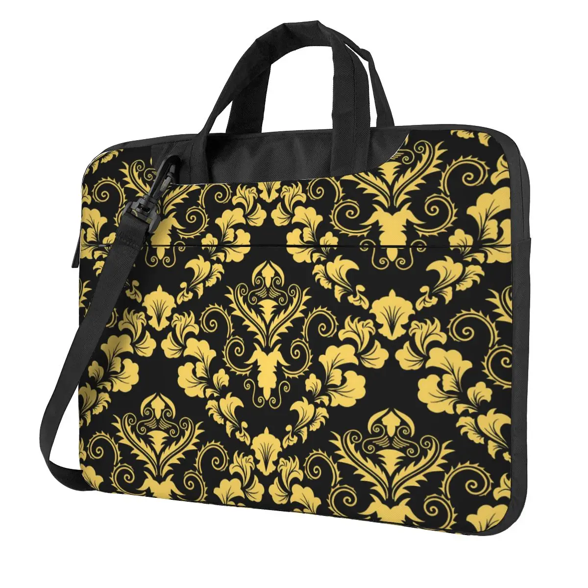 Vintage Damask Laptop Bag Sleeve Case Yellow Black For Macbook Air Acer Dell 13 14 Briefcase Bag Shockproof Print Computer Pouch