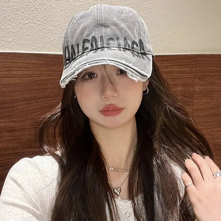 Letter baseball cap female face small sunshade washed cap male