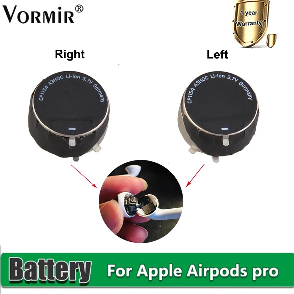 Vormir – batterie pour Apple Airpods Pro 168mAh, une paire de Batteries gauche et droite, pièce de rechange