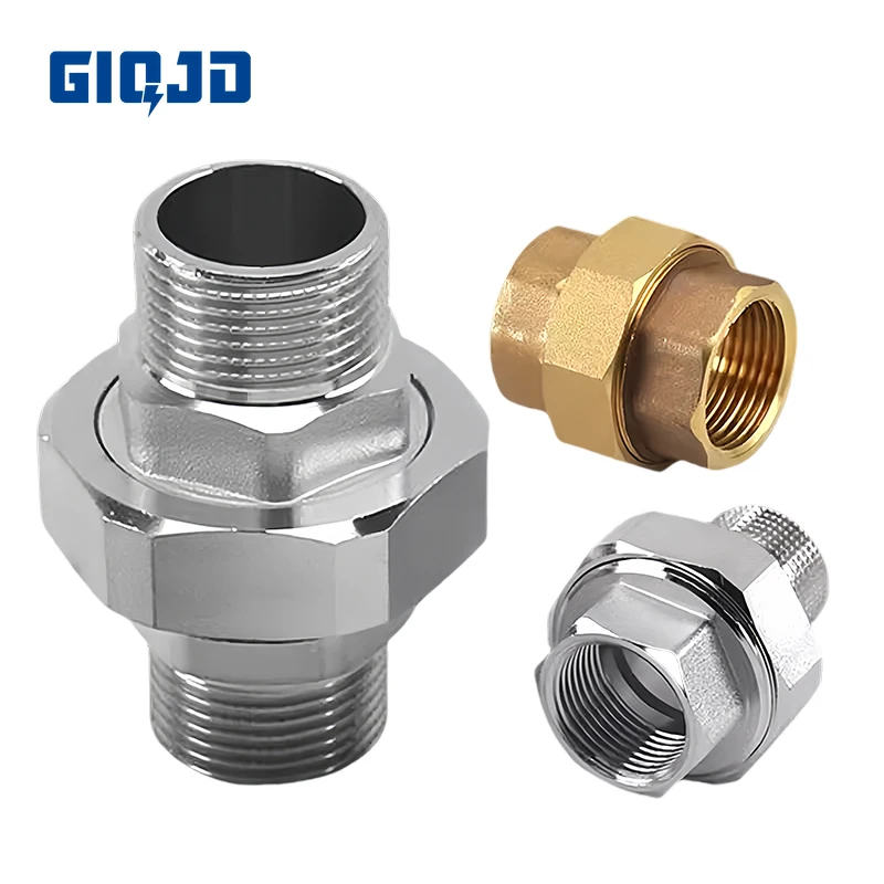 Brass Electroplated Swivel Union Joint Coupling 1/8