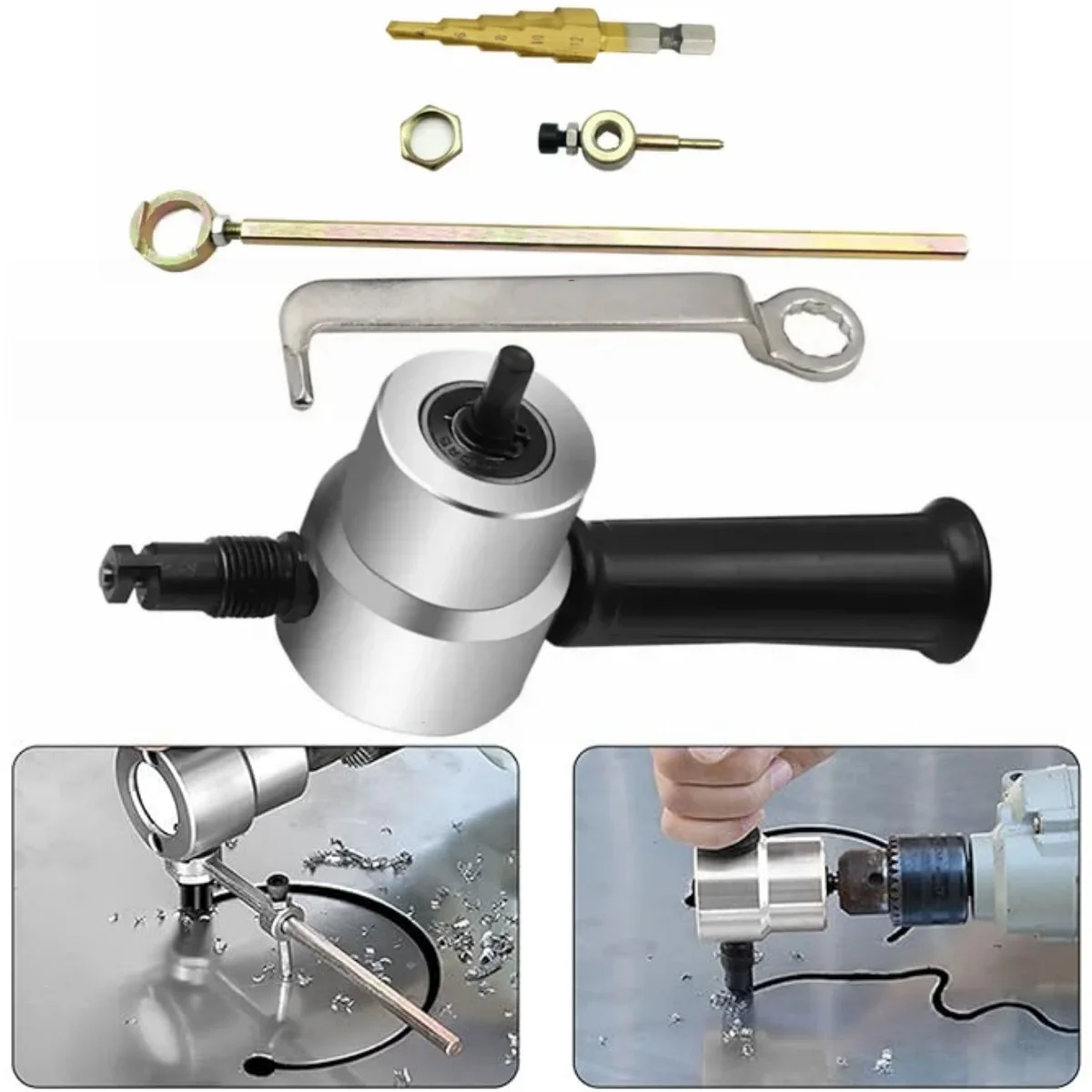 

Electric Drill Attachment Modification Plate Punch Scissors Sheet Metal Nibbler Cutter Adjustable Power Drill Nibbler Cutting