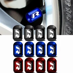 4pcs Car Wheel Rims Tire Valve Caps Cover for Volkswagen Rline R Line Tiguan Polo Golf Passat B5 Touran Bora Beetle Jetta GTI