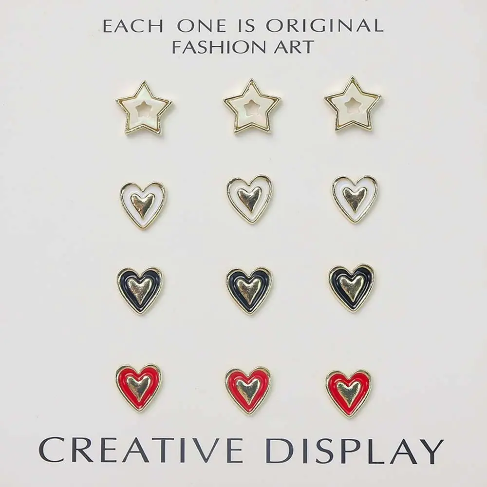 5Pcs/set Loving Heart Stars Nail Decorations Five-pointed Star DIY Nail Charms Hearts Nail Rhinestones Nail Supplies