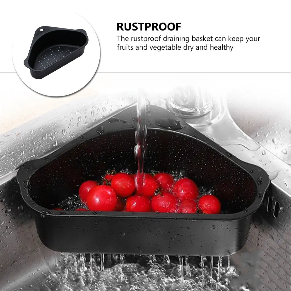 1 قطعة سلة بالوعة الثلاثي استنزاف سلة المطبخ رف معدني مع أكواب شفط لرف معلق الزاوية توفير المساحة استنزاف #2