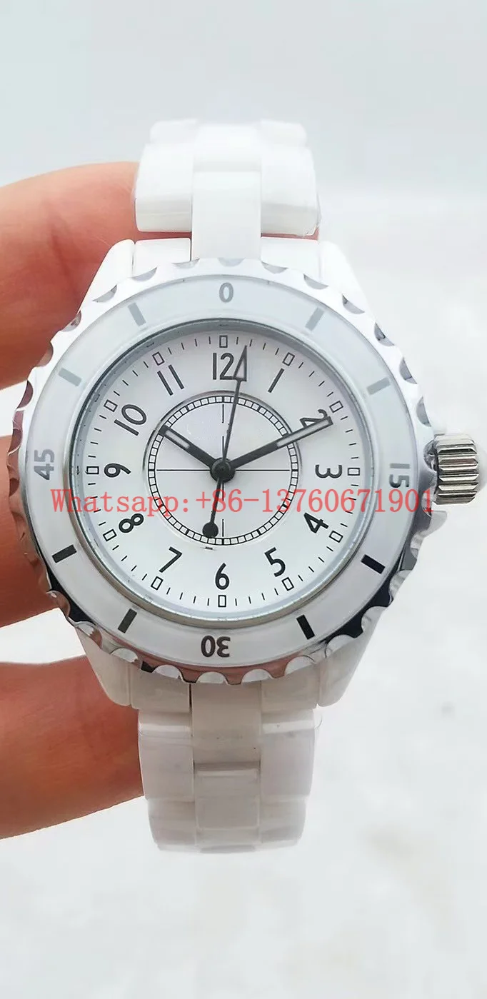 Nuovo orologio al quarzo di lusso uomo donna ceramica nero bianco Lady Fashion Ceramica orologi 33mm 38mm