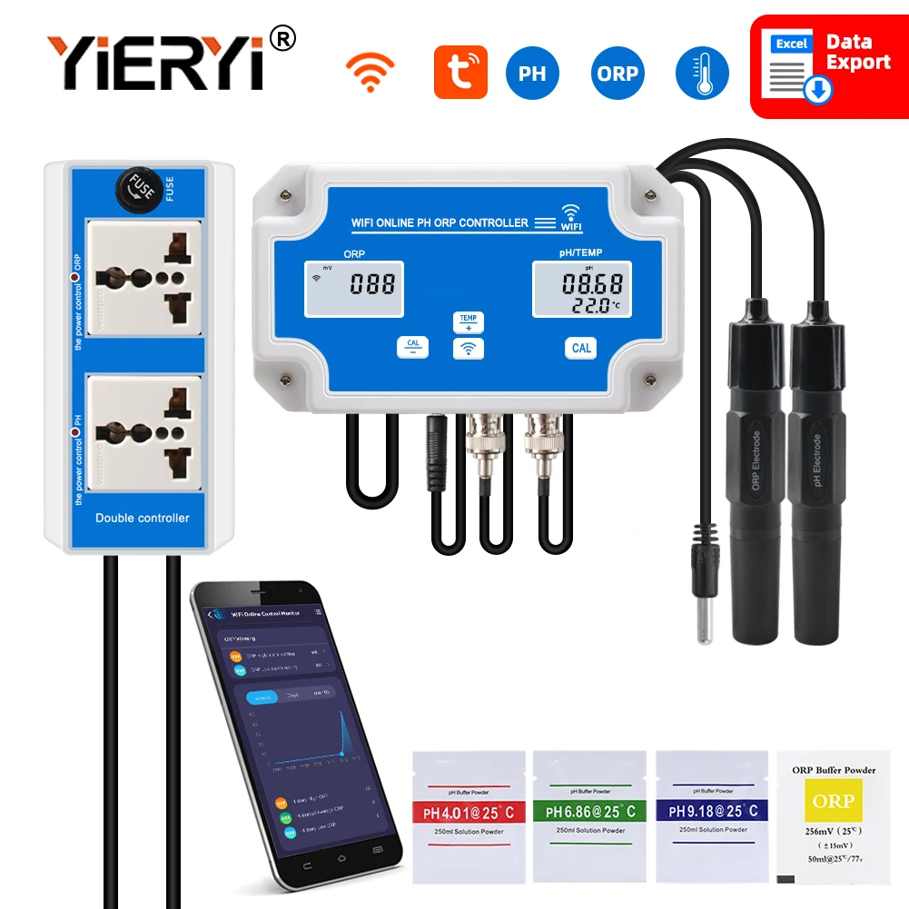 Imagem -02 - Inteligente Medidor em Linha ph Orp Temp Qualidade da Água do Aquário Tester Monitor Controlador para Piscina Spa Soilless Cultivo wi fi