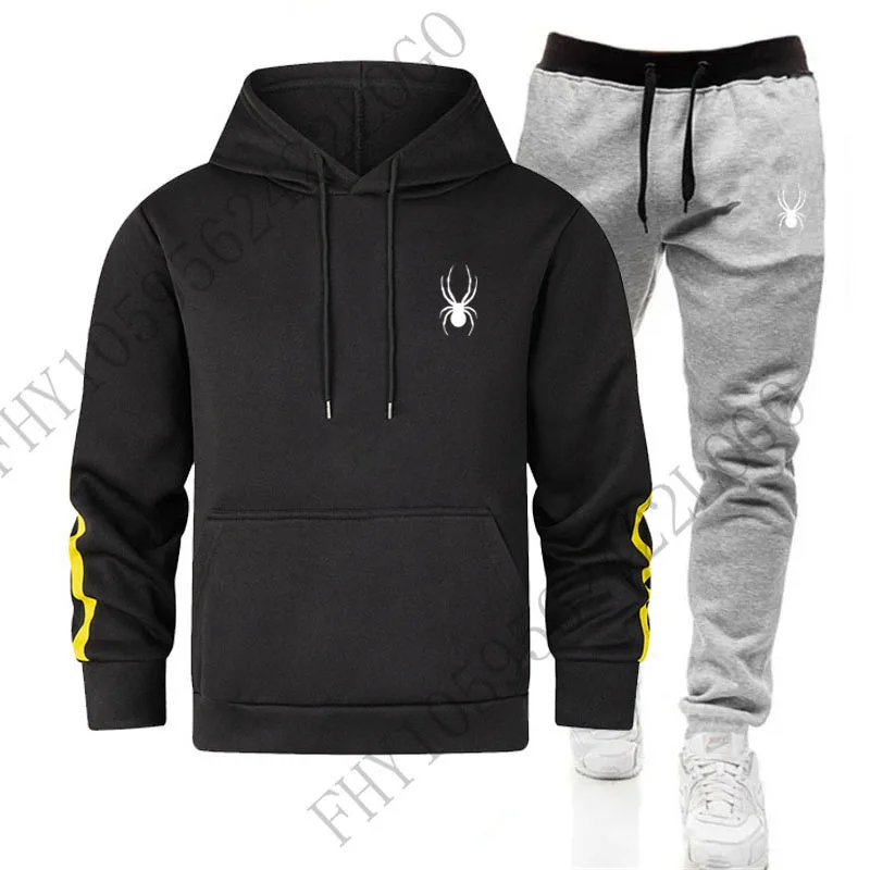 Herren Hoodie Set Herbst und Winter neue lässige männliche und weibliche Paare Harajuku Street Print Hoodie 2 Sets, Jogging hose