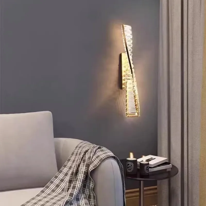 Moderno Cristal Irregular LED Lâmpada De Parede, Aço Dourado, Borda Suave, Lâmpada De Cabeceira, Corredor Do Hotel, Villa Sala De Estar, Lâmpada De Interior, High-End