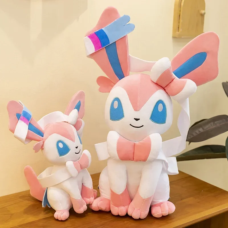 25/75cm Sylveon Pokemon Plush Toys Large Anime Doll Pillow Cartoon Eevee Pokémon Plushie Kawaii Stuffed Gift for Kids Birthday