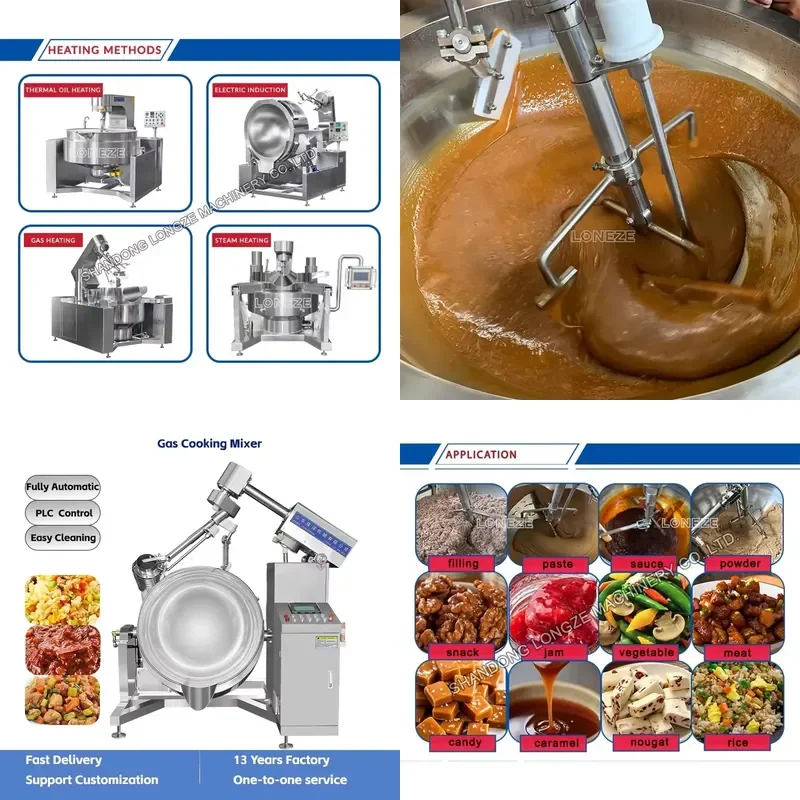 Electric Automatic Cooking Mixer Machine for Maltose Candy and Caramel Making Industrial Jacketed Cooking Pot with Mixer