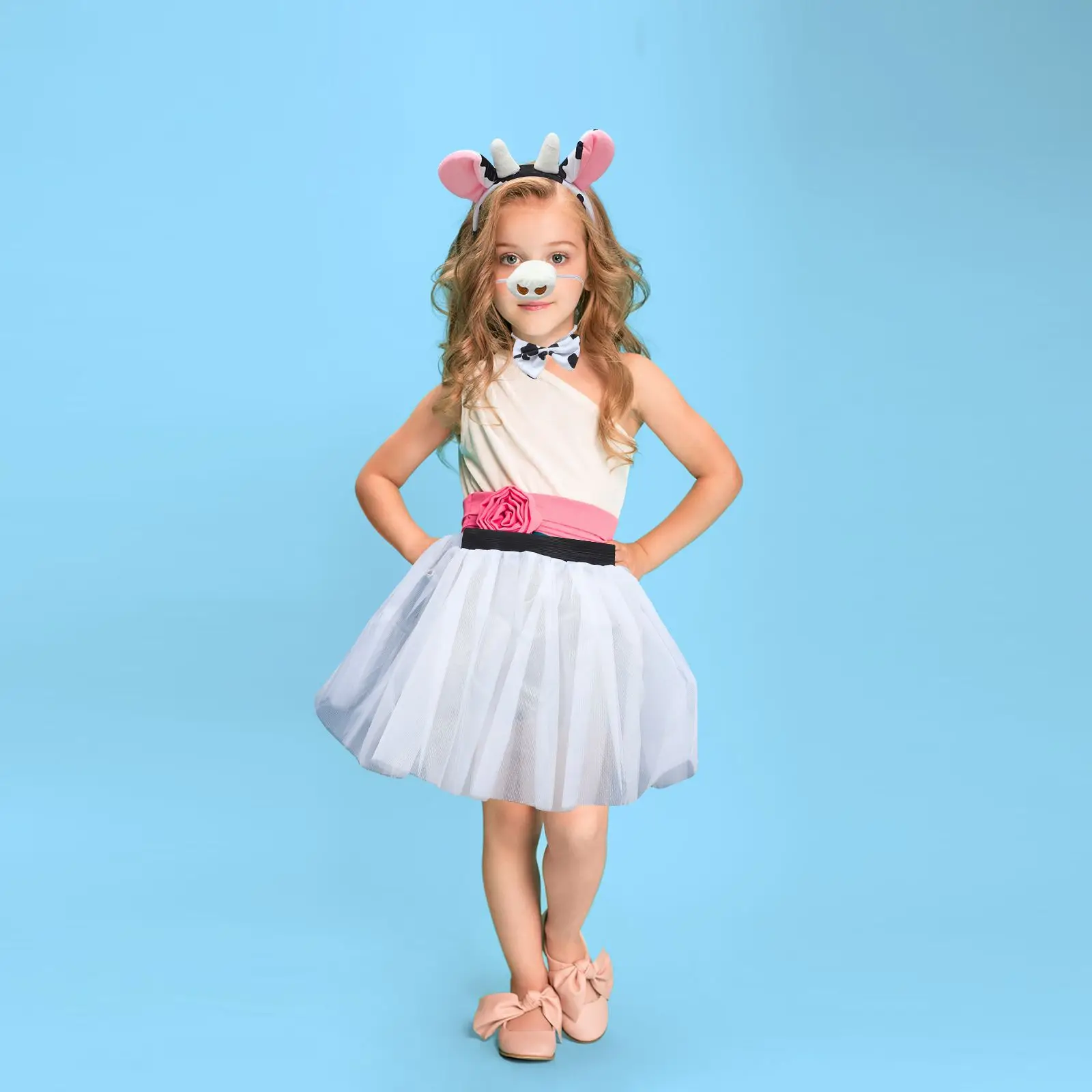 Cow Costume Headb Halloween Supplies Animal Theme Dress Up Halloween Kids Ears Tail Headb Costume Drama Accessories Gift