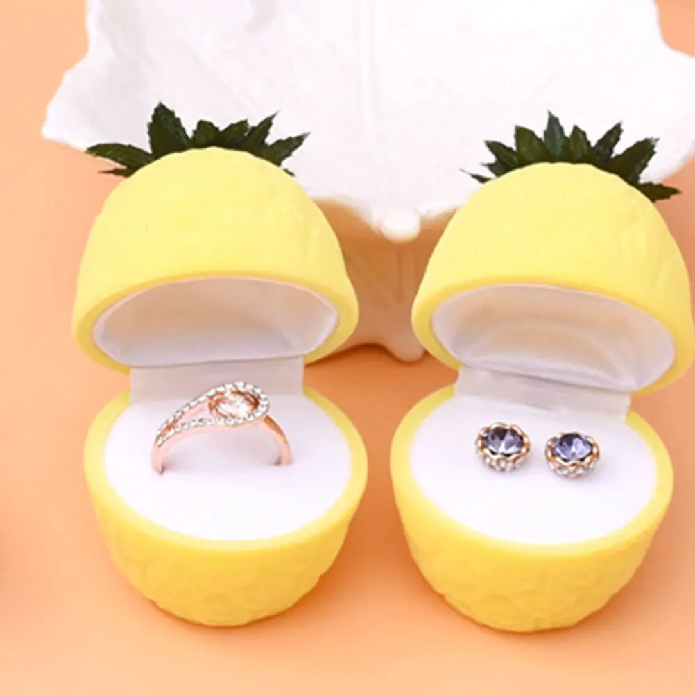 

2 шт., коробка для хранения ювелирных изделий с ананасом, фланелевой органайзер в стиле бохо, мини-держатель для ювелирных изделий, чехол для безделушек, держатель для колец, сережек