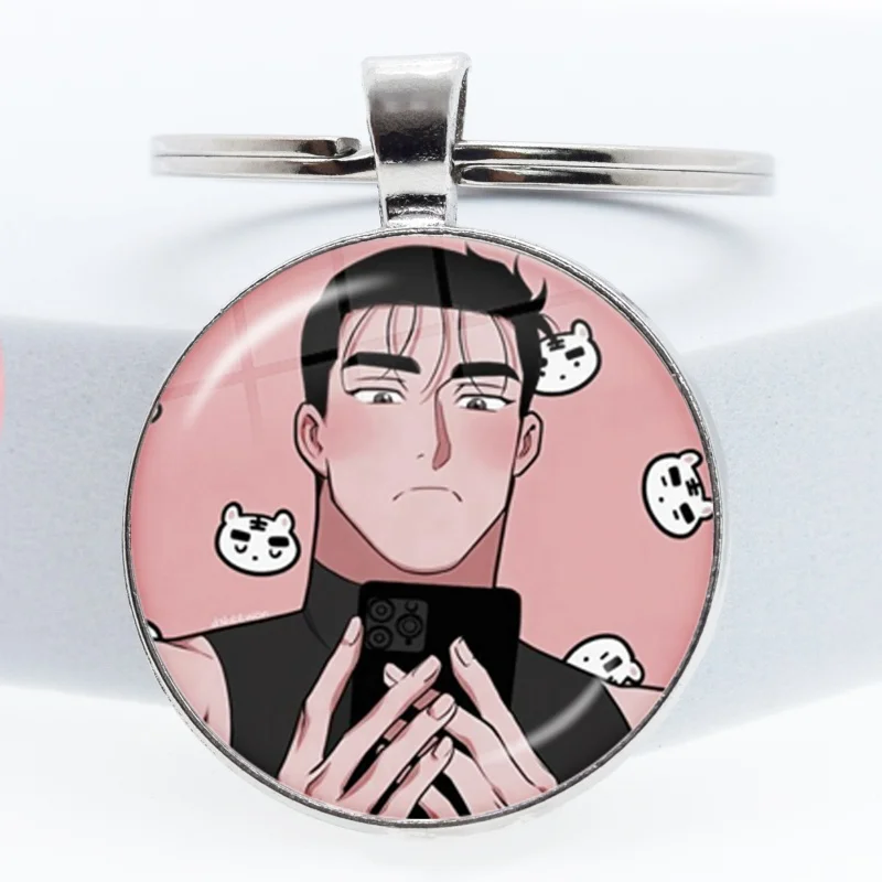 Full Volume Korean Manhwa Keychain BL Yaoi Glass Cabochon KeyRing Bag Car Key Chain Ring Holder Charms Jewelry Gifts