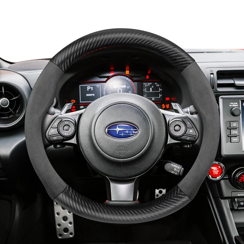 لسوبارو الجلد المدبوغ ألياف الكربون بولي Leather الجلود غطاء عجلة القيادة صالح امبريزا فورستر 2025 Sh Levorg Sk Xv Sj Wrx Outback Legacy