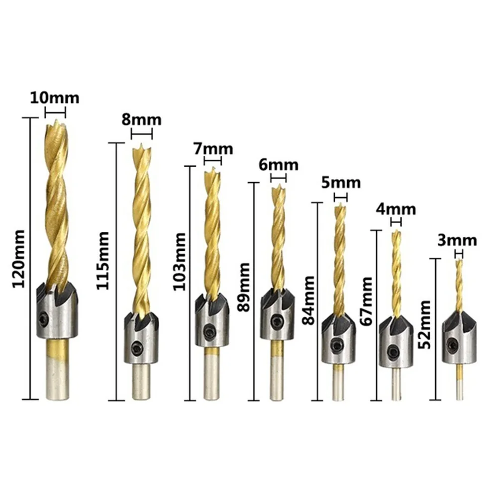 For Wood Drill Bits 7 Pieces Three Point 310mm Length for For Woodworking with Unique Opening to Reduce Slippage During Drilling