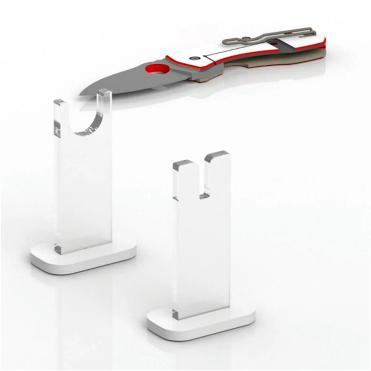 4Sets Knife Display Stand,Acrylic Knife Holder Collector,Single Knife Holder for Home Decor (White Bottom)